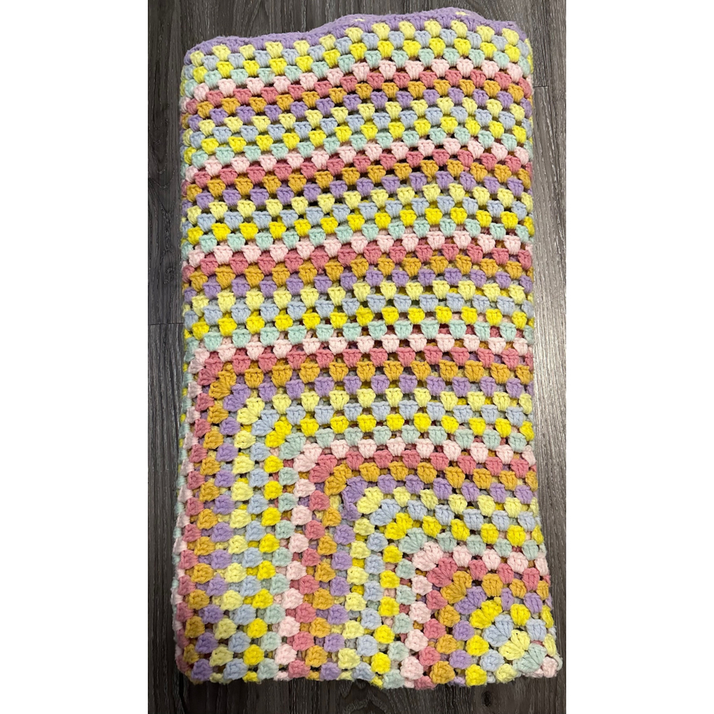 Vintage Mid 1970's Era Handmade Crochet Afghan Quilt - Picture 3 of 3